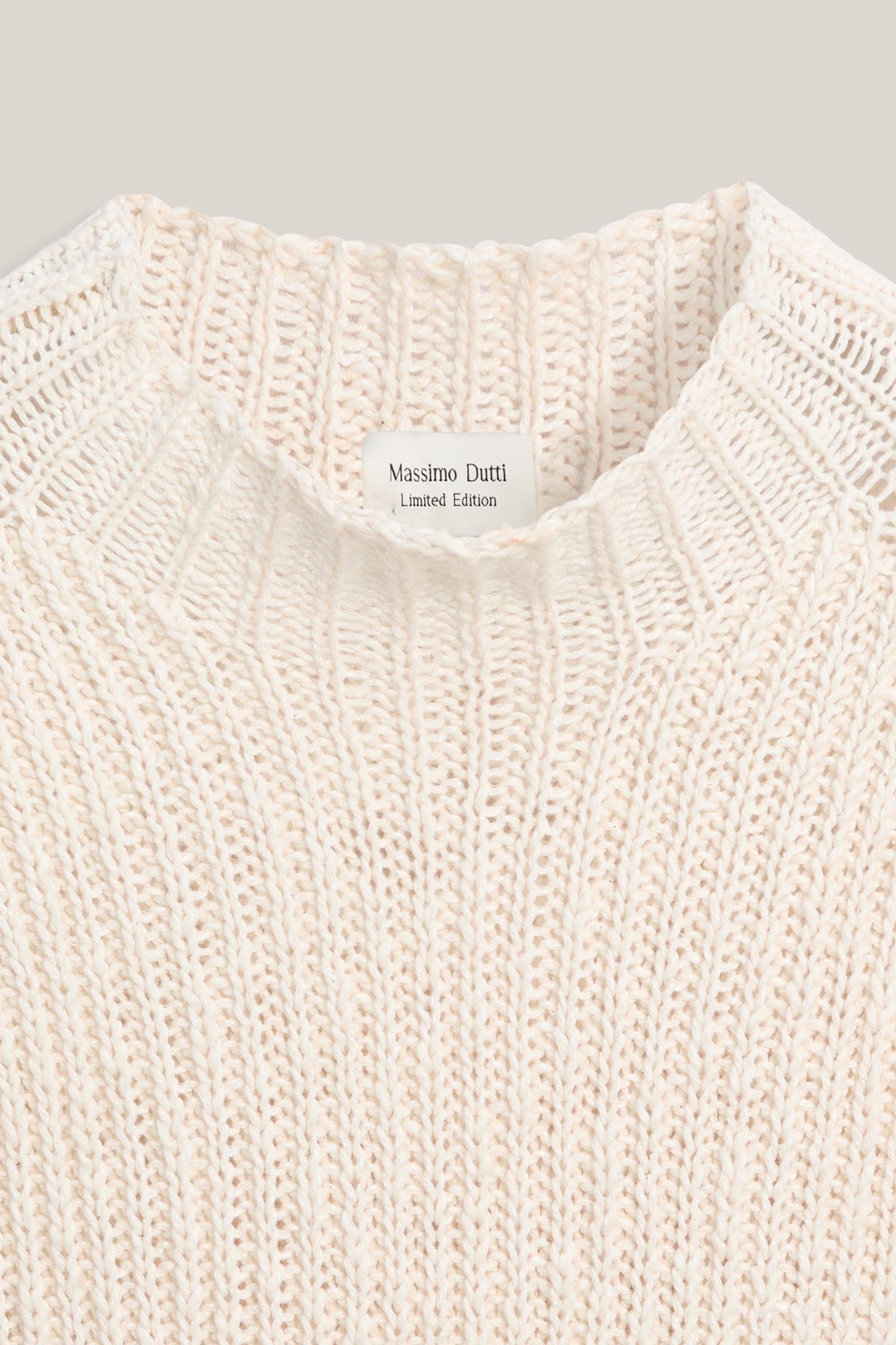 Linen blend openwork mock turtleneck top - LIMITED EDITION